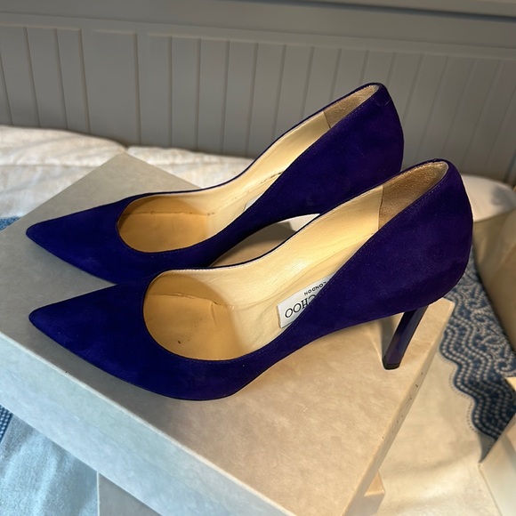 Jimmy Choo Shoes - Jimmy Choo- Gently used Pump heels purple- blue 7.5 or 38. Comfortable!!